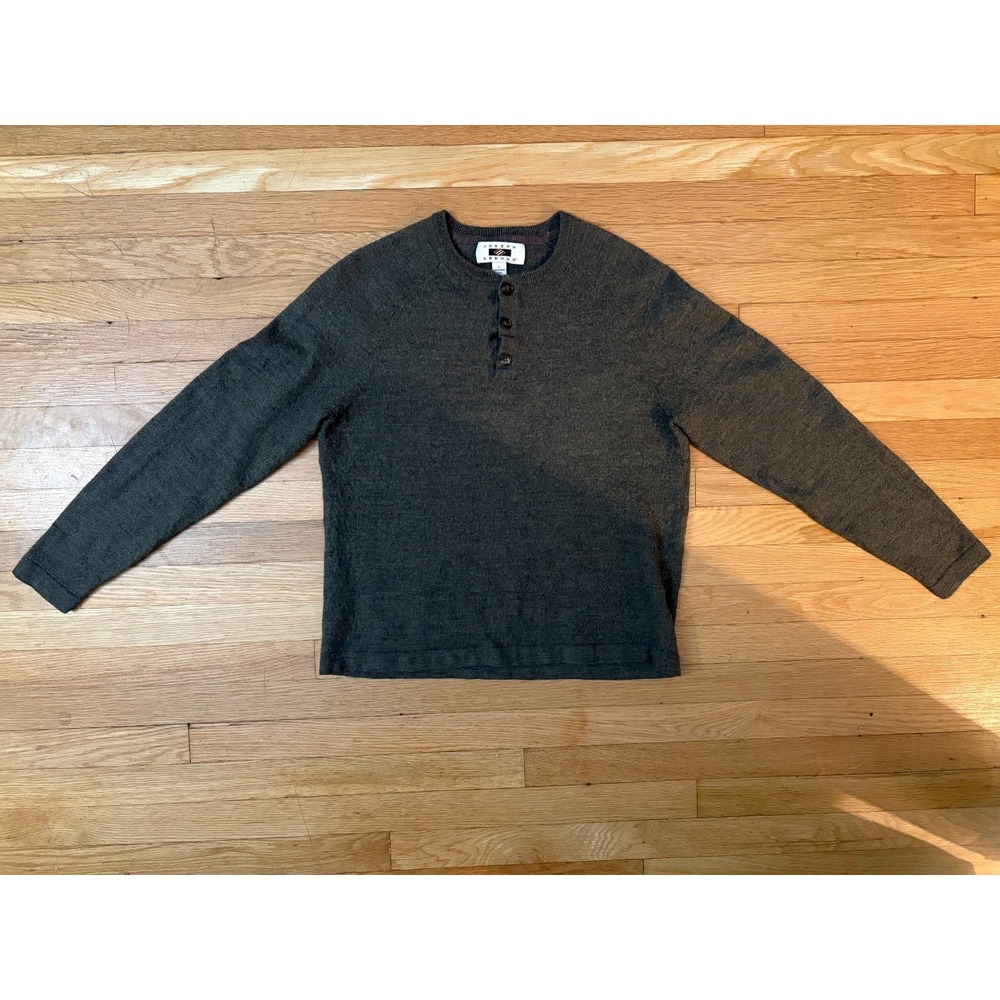 Joseph Abboud Merino Wool Blend Henley Sweater Gray Large